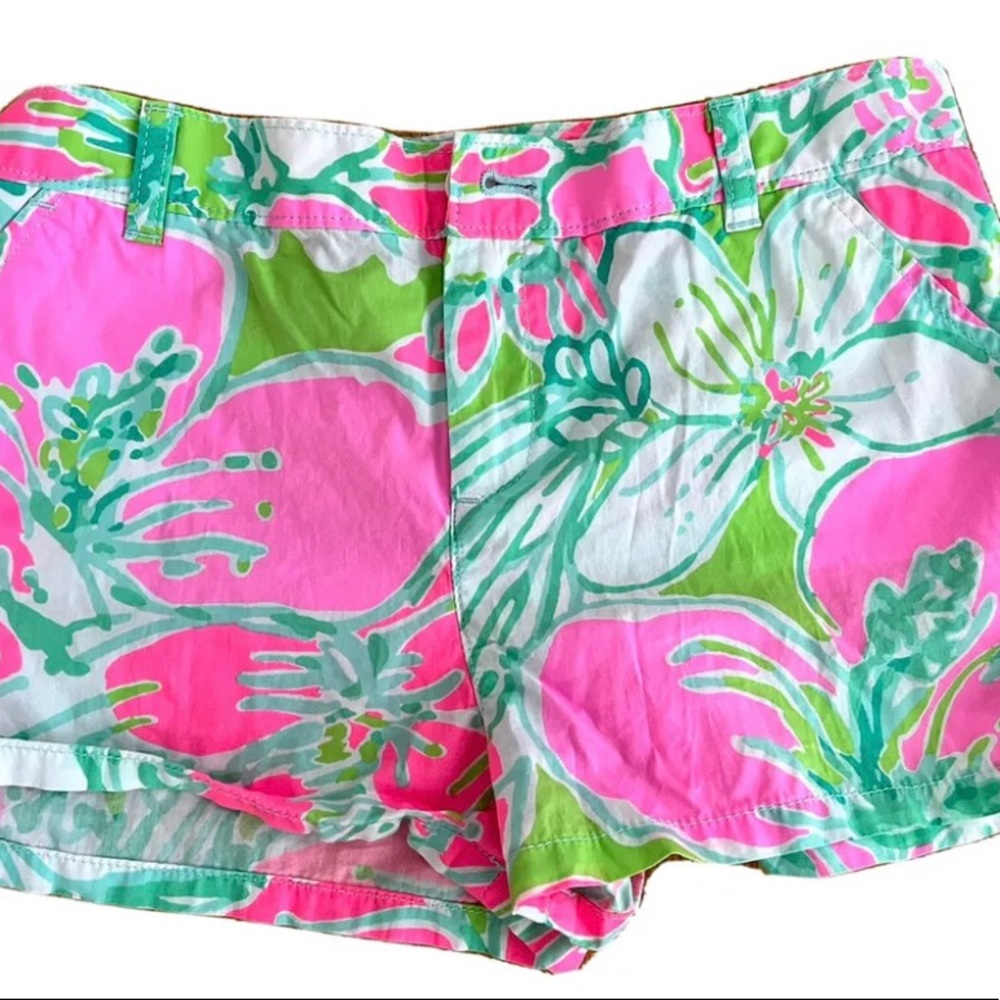 Lilly Pulitzer Girls Callahan Shorts Sz 14 Pink and Green